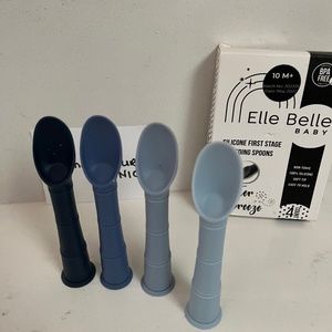 NEW Ellie Belle Baby  First Stage 4pk Silicone Spoons, Bpa free Baby NIB
